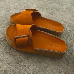 Orange Suede Vince Summer Slides - (size 6)